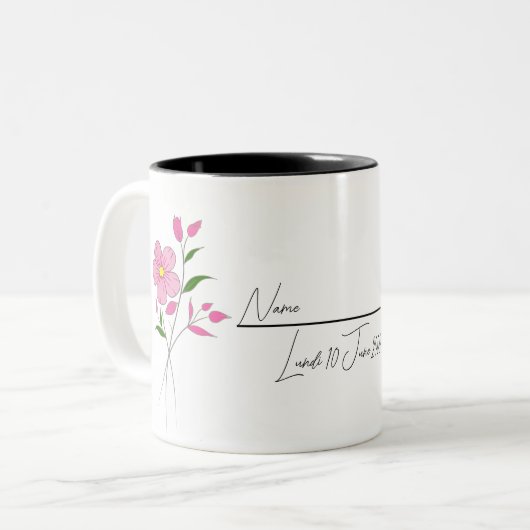 Tasse der Geburtmonate Blume Personalisiert mit je (Vorderseite Links)