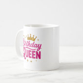 Tasse der Geburtstagkönigin - Rosa Glitzer Text &  (Vorderseite Links)