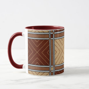 Tasse der geometrischen Keramik Brown and Tan Text