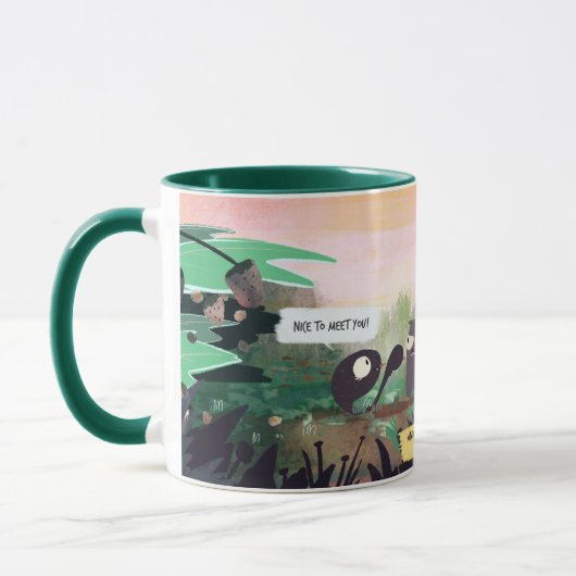 Tasse der Geschichten mit Phrase beruhigen (Links)