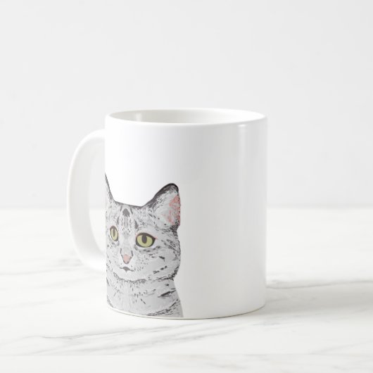 Tasse der grauen Katze - niedliche Tasse (Vorderseite Links)