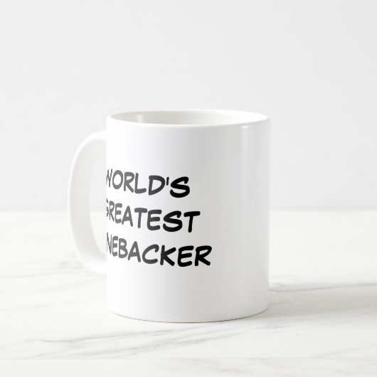 Tasse "Der größte Linebacker der Welt" (Vorderseite Links)