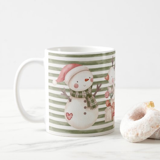 Tasse der grünen Weihnachtszeichen (Mit Donut)