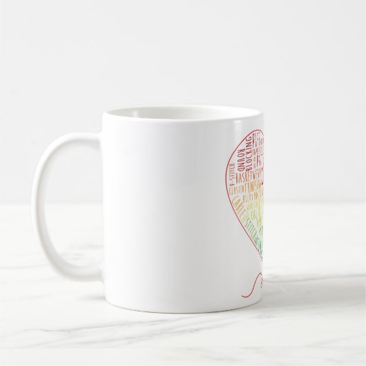 Tasse der Häkelwörter (Farbe) (Links)
