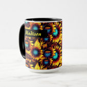 Tasse der hellen Sonnenblumen (Vorderseite Links)