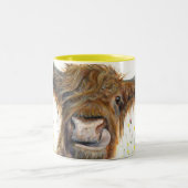 Tasse der Highland Cow, Schottische Kuh mit Blume, (Mittel)