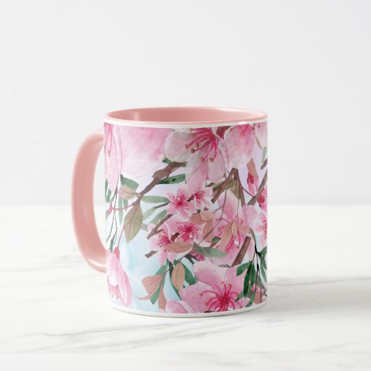 Tasse der hübschen rosa Blume (Vorderseite Links)