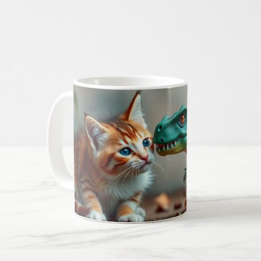 Tasse der Katzen und Dinosaurier (Vorderseite Links)