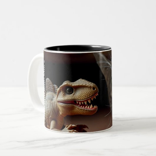 Tasse der Katzen und Dinosaurier (Vorderseite Links)