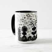 Tasse der Keramik mit Schwarz/Weiß-Pflanzendesign (Vorderseite Links)