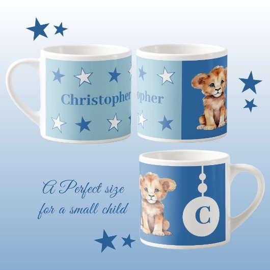 Tasse der Kinderlilie personalisierter Name blau