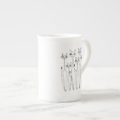 Tasse der Knochen-China (von Hand gezeichnet Katze (Vorderseite Rechts)