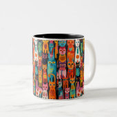 Tasse der lebendigen Folk Art Cats Muster (VorderseiteRechts)