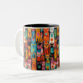 Tasse der lebendigen Folk Art Cats Muster (Vorderseite Links)