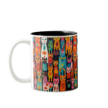 Tasse der lebendigen Folk Art Cats Muster