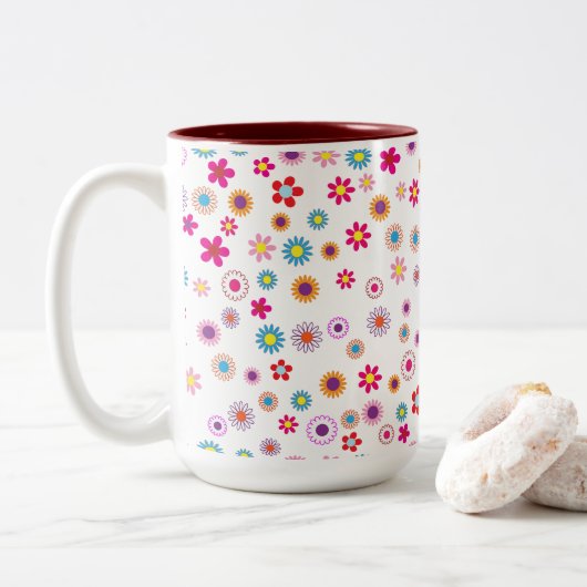Tasse der leuchtenden geometrischen Blume 2 Tone L (Mit Donut)