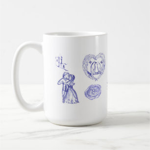 Tasse der Liebe mit Küssen von Knöcheln und Vögeln
