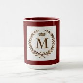 Tasse der Maroon-Farbe mit Monogramm (Zentrum)