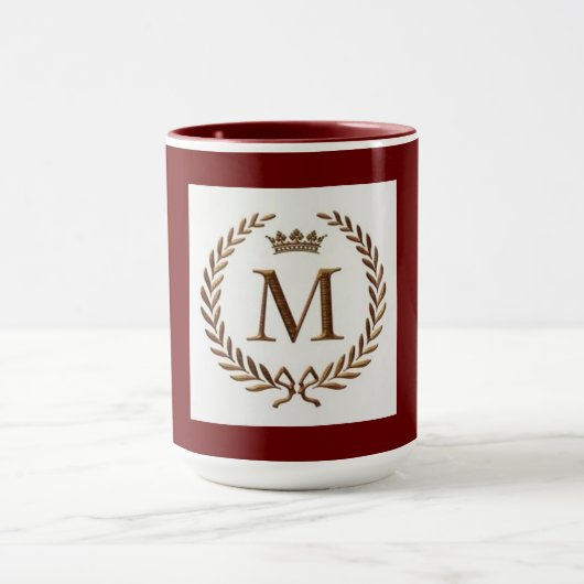 Tasse der Maroon-Farbe mit Monogramm (Zentrum)
