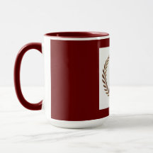 Tasse der Maroon-Farbe mit Monogramm