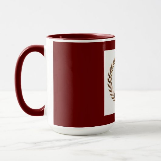 Tasse der Maroon-Farbe mit Monogramm (Links)