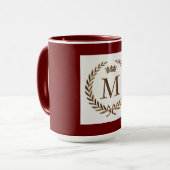 Tasse der Maroon-Farbe mit Monogramm (Vorderseite Links)