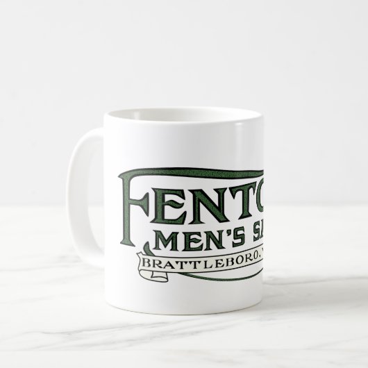 Tasse der Mens-Shop-Logos von Fenton (Vorderseite Links)