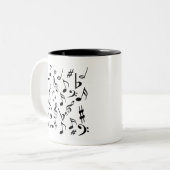 Tasse der Musiknoten - Weiß und Schwarz (Vorderseite Links)