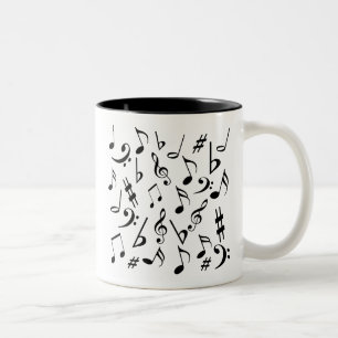 Tasse der Musiknoten - Weiß und Schwarz