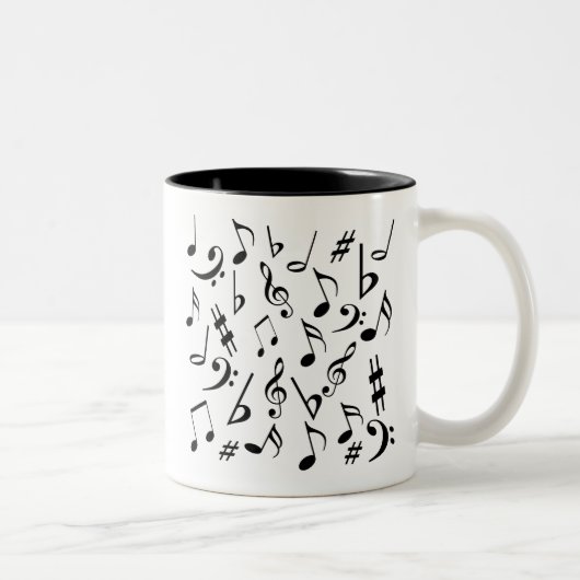 Tasse der Musiknoten - Weiß und Schwarz (Rechts)