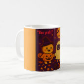 Tasse der niedlichen Halloween-Zeichentrickfiguren (Vorderseite Links)