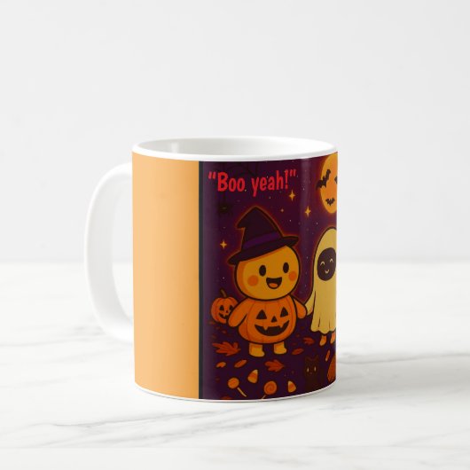 Tasse der niedlichen Halloween-Zeichentrickfiguren (Vorderseite Links)