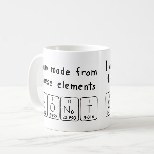 Tasse der periodischen Tabellennummerung Donat (Vorderseite Links)