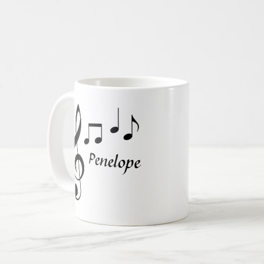 Tasse der personalisierten Musiknote (Vorderseite Links)