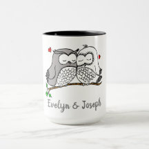 Tasse der personalisierten Owls Liebe
