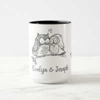 Tasse der personalisierten Owls Liebe