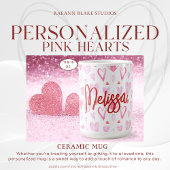 Tasse der personalisierten rosa Herz-Keramik