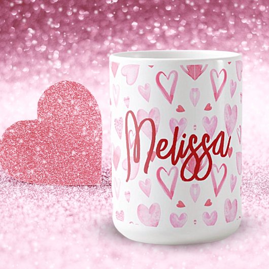 Tasse der personalisierten rosa Herz-Keramik