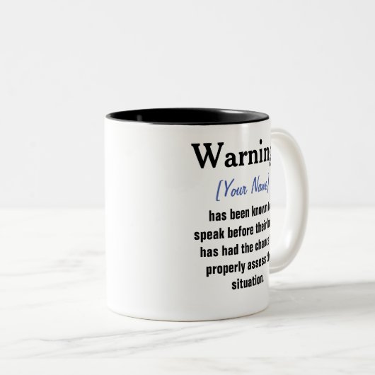 Tasse der personalisierten Warnmeldung (VorderseiteRechts)