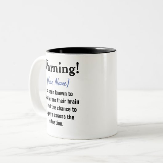 Tasse der personalisierten Warnmeldung (Vorderseite Links)