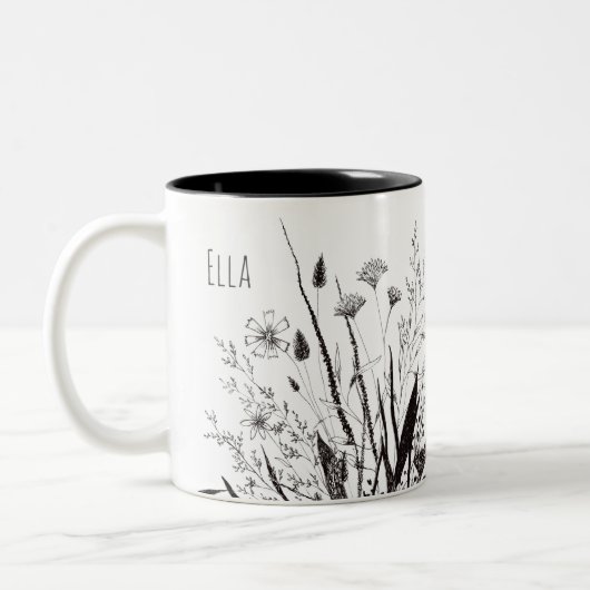Tasse der personalisierten Wildblume mit der Schri (Links)