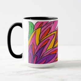 Tasse der rosa Blume (Schwarzer Griff und Interieu