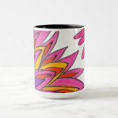 Tasse der rosa Blume (Schwarzer Griff und Interieu (Zentrum)