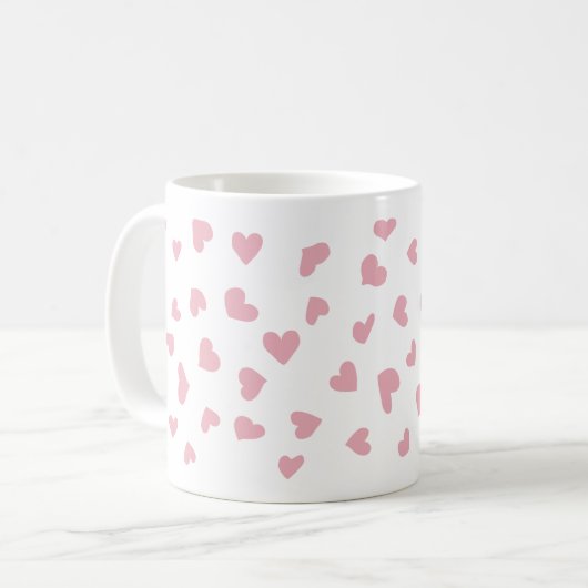 Tasse der Rosa Herzdoodles (Vorderseite Links)