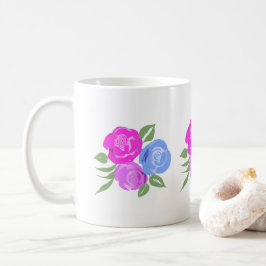 Tasse der rosa und blauen Rose