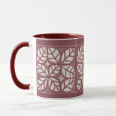 Tasse der Rose-Maron-und Weißblattmuster (Links)