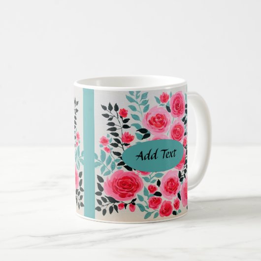 Tasse der Rose (Text hinzufügen) (VorderseiteRechts)