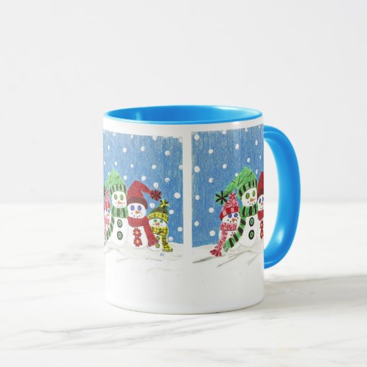 Tasse der Schneemannsfamilie (VorderseiteRechts)