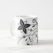 Tasse der schwarzweißen Blume (Vorderseite Links)