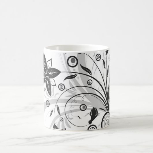 Tasse der schwarzweißen Blume (Mittel)